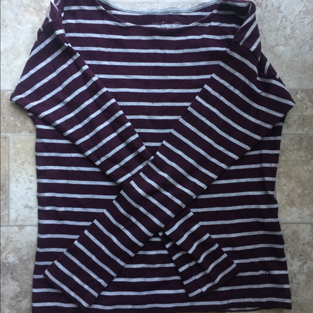 H&M Maroon/Grey Striped Long-sleeve